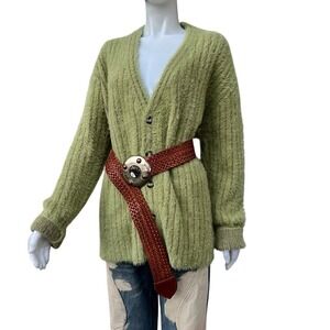 Fuzzy Cardigan Women Cacoon Green XL‎ Oversized Chunky Knit Cozy Lagenlook Zara